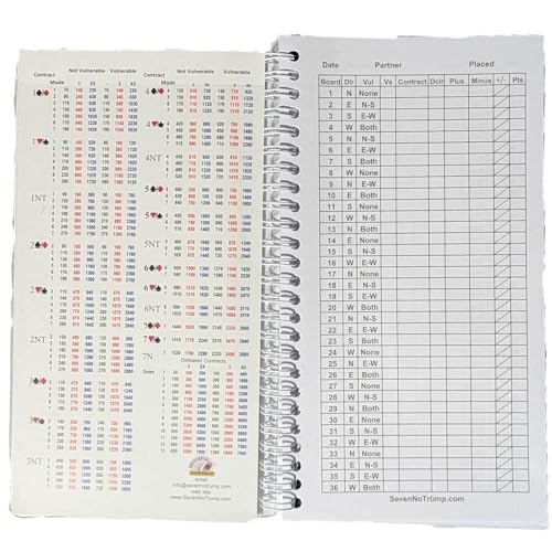 SevenNotrump Bridge Score Book with Card Cover - 50 Double-Sided Sheets for Duplicate Game Tracking