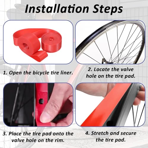 2PCS Bicycle Rim Tape, 26-inch PVC Bike Tire Liner for Puncture Protection