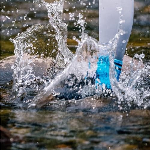 LEAKDRY Small Blue-Black Waterproof Hiking Socks - Unisex 3-Layer Windproof Breathable Outdoor Gear