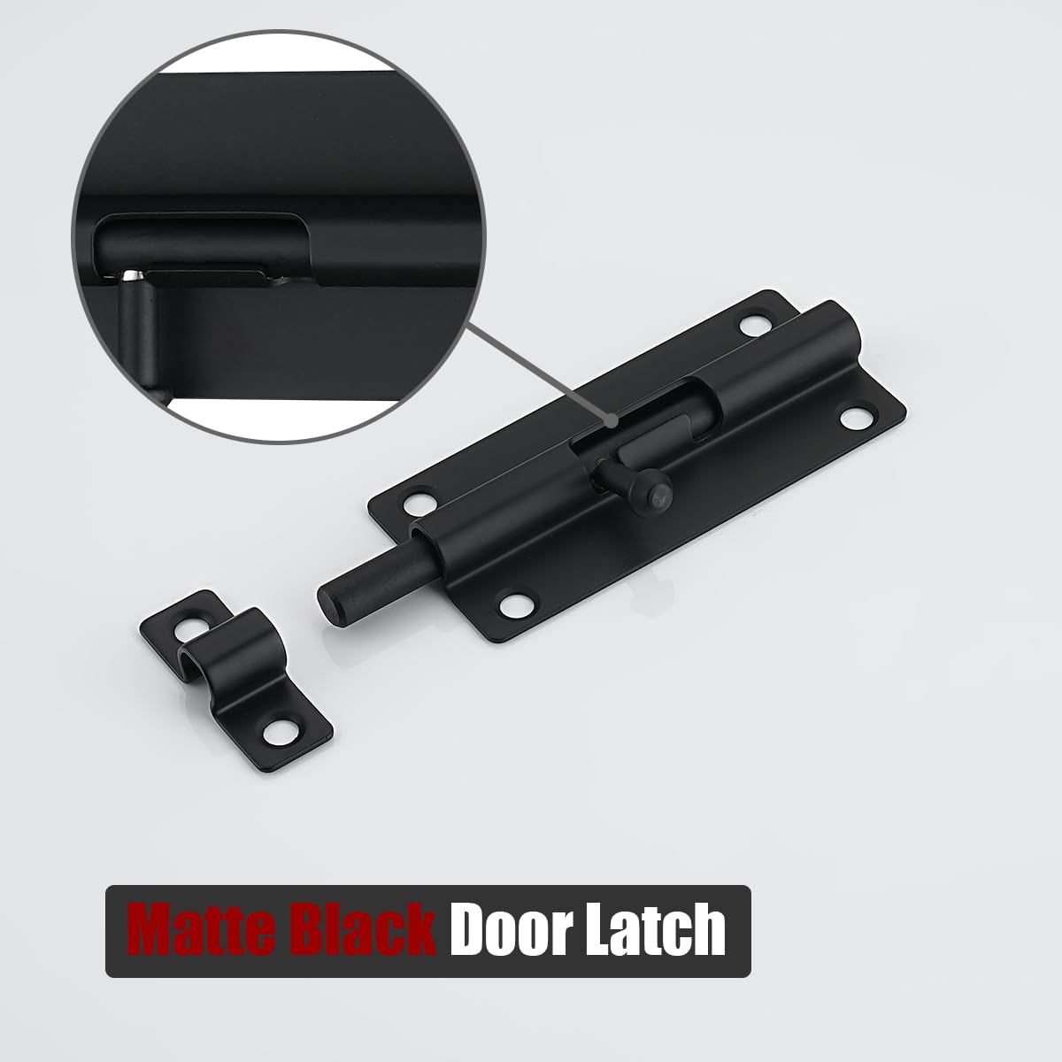 JQK 4 Inch Barrel Bolt Latch, 304 Stainless Steel Slide Bolt Latch, Thicken 1.7mm Plate Door Lock, Black 2 Pack, HBB140-PB-P2