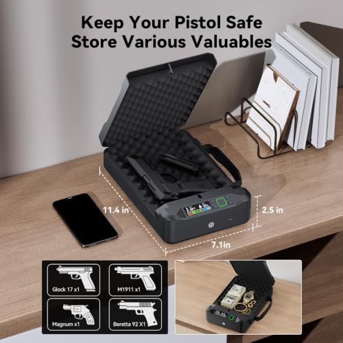 Biometric Handgun Safe - Portable Fingerprint Lock Box with Handheld Design
