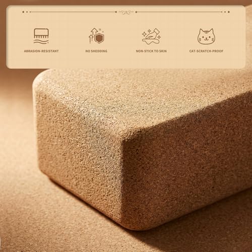 Cork Yoga Block 9x6x3 Inches Non-Slip Support for Pilates & Yoga