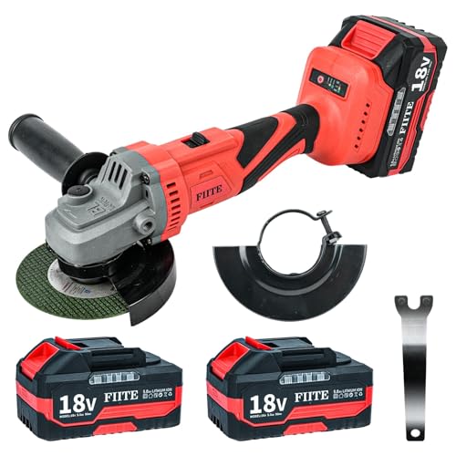 Angle Grinder, Cordless Grinder with 2 ¡¿ 5.0Ah Batteries, 10000RPM Battery Powered Grinder, 3 Speed Angle Grinder Tool, Cordless Grinder with Battery and Charger for Cutting Shaping Grinding Polishing