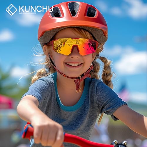 Kids Polarized UV Protection Cycling Sunglasses with Strap - Multiple Colors