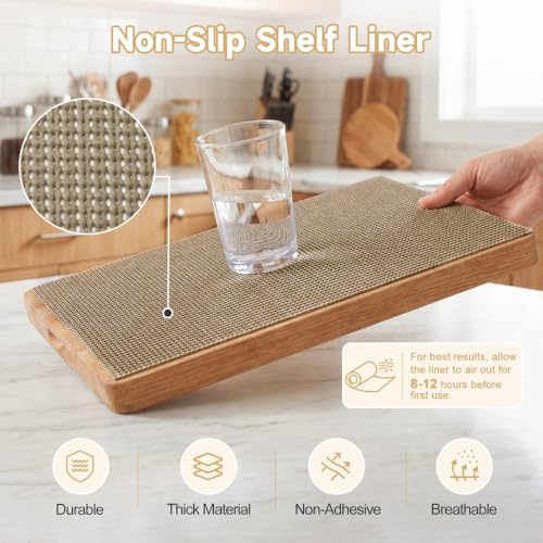 Non-Slip Shelf Liner for Kitchen Cabinets and Drawers, 12in x 10ft, Beige