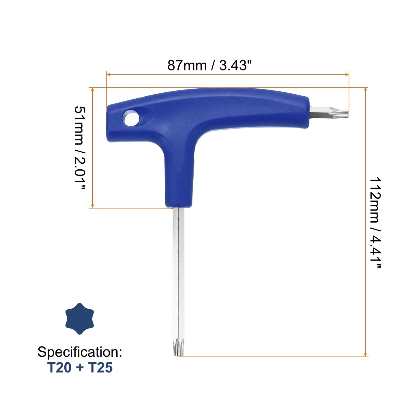 HARFINGTON 2pcs Golf Spike Wrench T20 T25 Golf Torque Wrench Stainless Steel Golf Head Adjustment Tool Golf Driver Torque Tool with Plastic Handle for Golf Club Driver Shaft Adapter, Blue