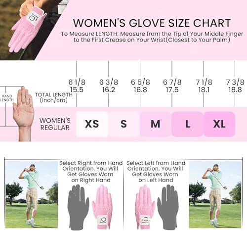 Pink Women's Golf Glove Left Hand Medium FINGER TEN - Stylish & Breathable
