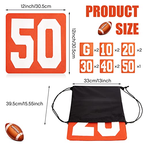 Football Yard Markers Set - 12 Inch with Carrying Bag, Classic Orange & White - 11 Pieces