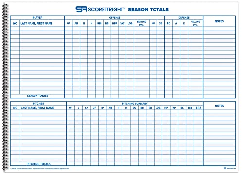 Baseball/Softball Scorebook - 16 Players, 30 Games, Pitch Count