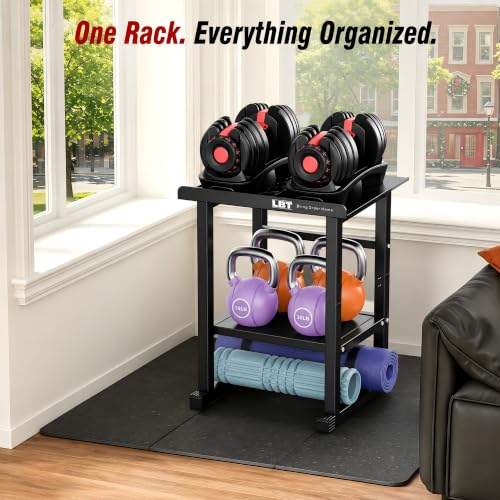 Adjustable Dumbbell Stand - 600LB Rack for Home Gym - Black Top