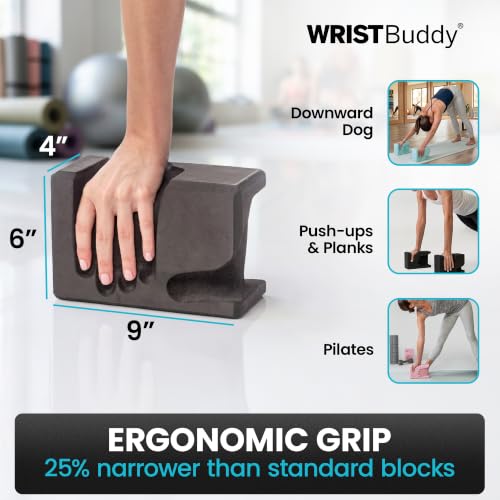 Yoga Blocks 2 Pack - High Density Non-Slip Hand-Shaped Design - Black