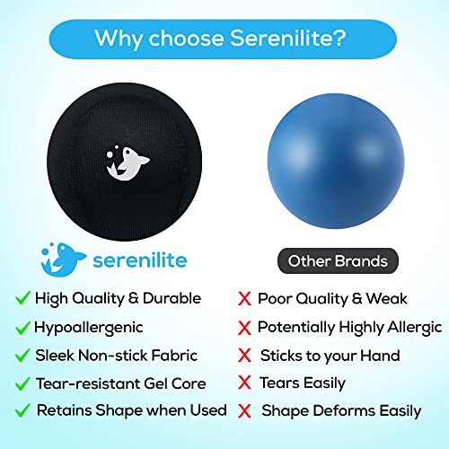 Serenilite Black & Grey Stress Ball for Adults – Hand Therapy & Grip Strengthener