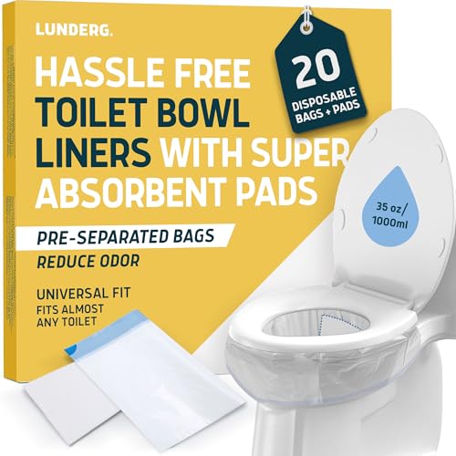 Lunderg Lemon Scented Toilet Liners with Absorbent Pads - 20 Disposable Bags (Pack of 1)