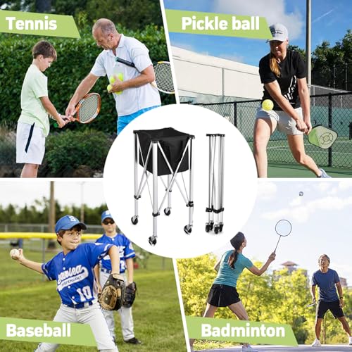 Tennis Ball Hopper Cart - Holds 150 Balls, Black