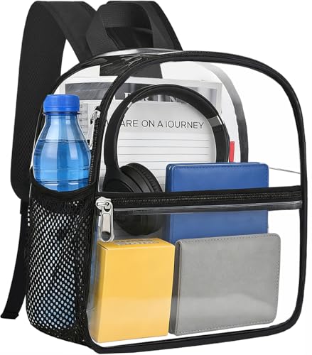 Clear Stadium Backpack - Heavy Duty Mini Bag with Front Pocket
