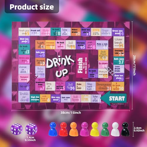 Leather Drinking Game Mat for Adults - Purple - 2-8 Players