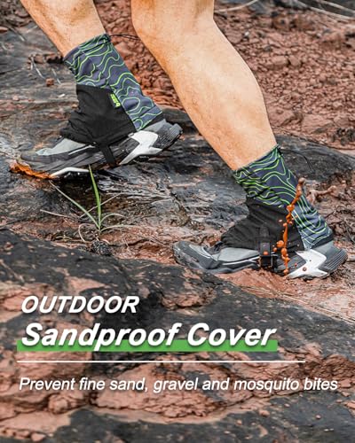Waterproof Low Ankle Gaiters for Hiking - Line Green, Size 5-11