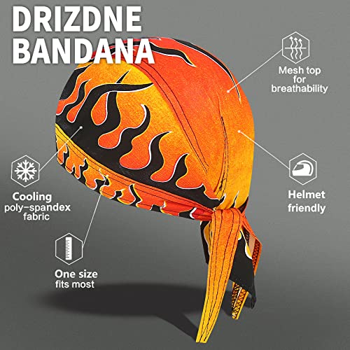 Cooling Skull Cap Beanie - Fire Flames Orange Yellow