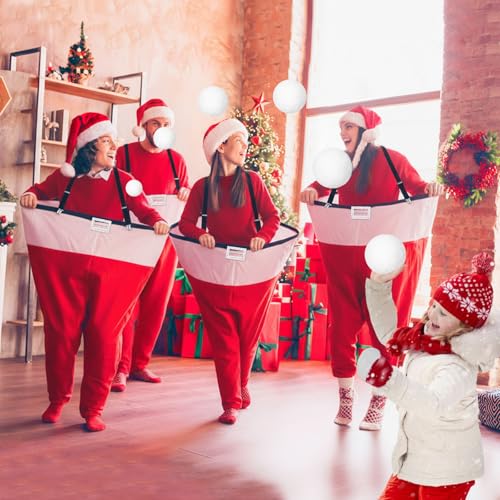 Santa Pants Snowball Fight Toss Game Set - Red & White (4 pants, 20 snowballs)