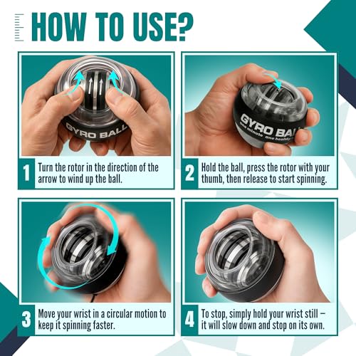 Gyroscopic Wrist Exerciser - Torque Ball Hand Trainer - Black