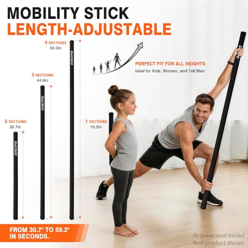 Adjustable Yoga Stick for Stretching & Balance - Black