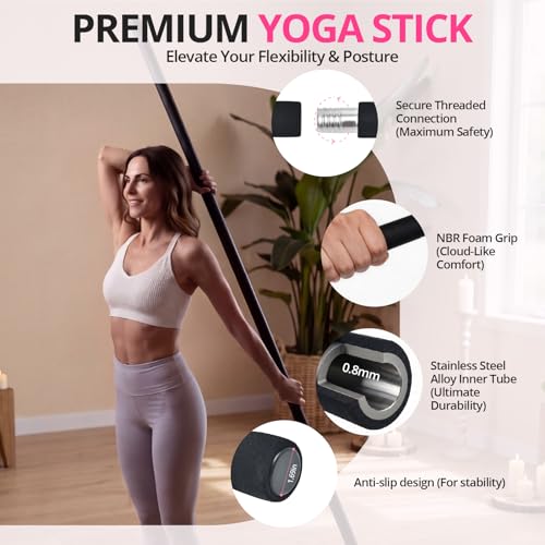 Adjustable 5ft Steel Mobility Stick for Stretching & Balance
