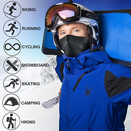 Winter Neck Warmer Face Mask - Windproof & Breathable - Black + Black