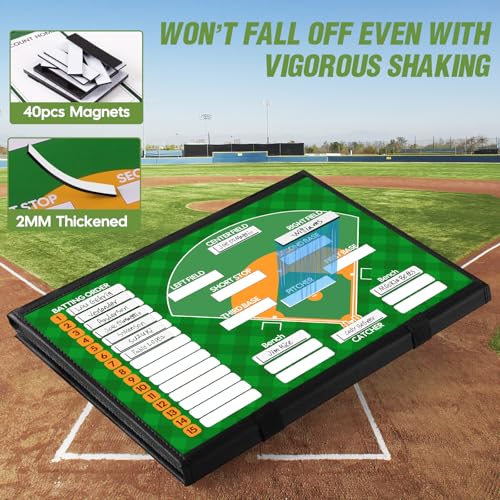 Magnetic Baseball Lineup Board with 40 Cards & Markers