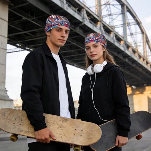 Cooling Bandana Skull Cap - Breathable Helmet Liner, Bohemian Mandala
