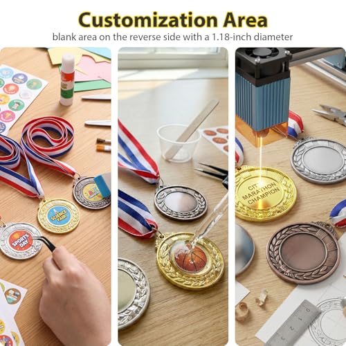 2-Inch Medal Set - 12 PCS Gold Silver Bronze Awards for Sports, Spelling Bees, Competitions