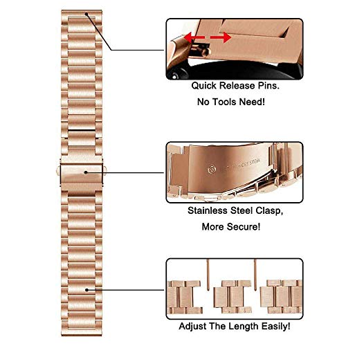 Rose Gold ViCRiOR 18mm Stainless Steel & Mesh Watch Band for Garmin Venu 3S/4/2s/Vivomove 3S & Forerunner 255S/265S