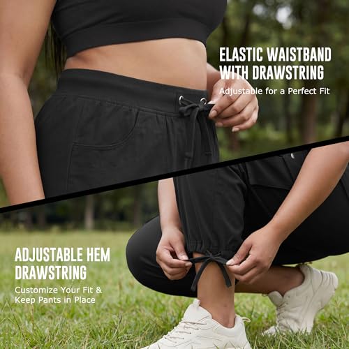Plus Size Cargo Capris for Women with Pockets 5X-Large Black Lightweight Stretch