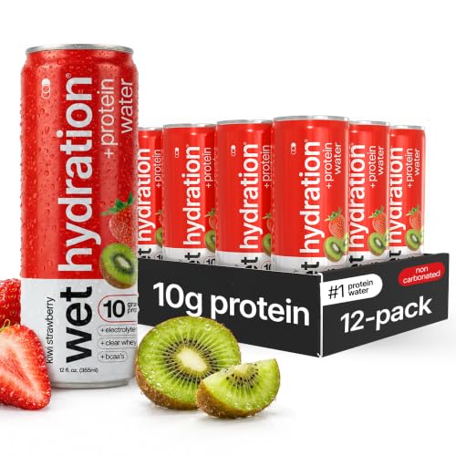 Wet Hydration Kiwi Strawberry Protein Water, 12 oz Can, 12 Pack