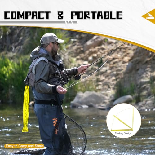 32-Inch Foldable Fish Measuring Board with Lanyard Eyelet - Yellow