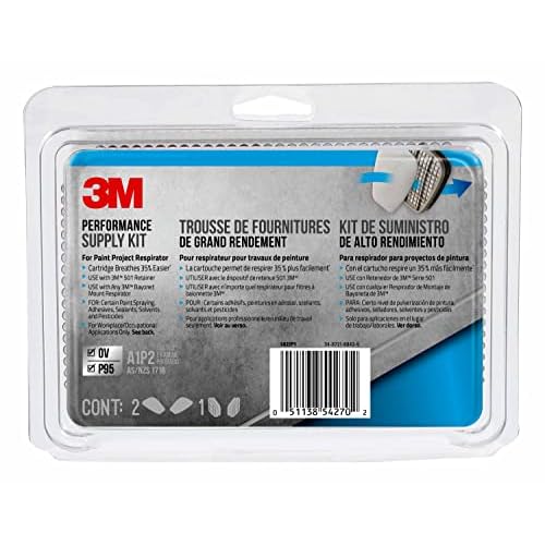 3M Performance Supply Kit, Contains 1 Pair of Cartridges & 2 Pairs of P95 Filters, Replacement Cartridges for 3M 6000 Series, For Paint Project, Use With Any 3M Bayonet Mount Respirator (6022P1-DC)