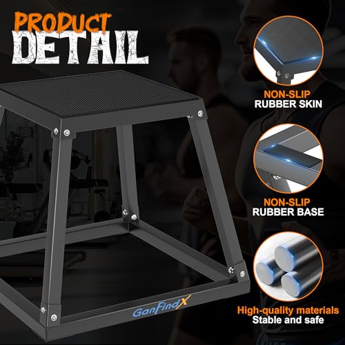 Heavy Duty Metal Plyometric Jump Box - 12/18/24" Adjustable Fitness Platform