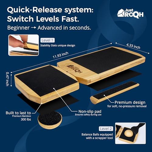 Ankle Balance Board & Strengthener for Rehab - Bamboo with Quick-Release System