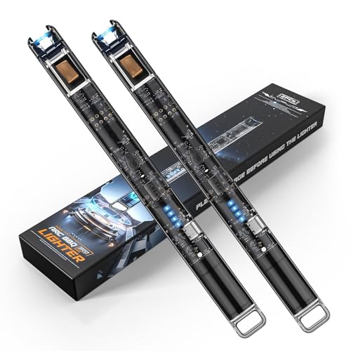 Electric Candle Lighters - 2 Pack USB Rechargeable Plasma Arc Lighter - Black+Black