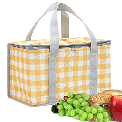 Insulated Foldable Cooler Bag - Yellow Picnic Basket
