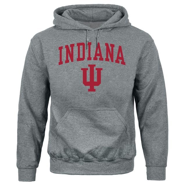 Barnesmith Unisex Hooded Sweatshirt Large Indiana University Charcoal Grey - Cotton/Poly Blend