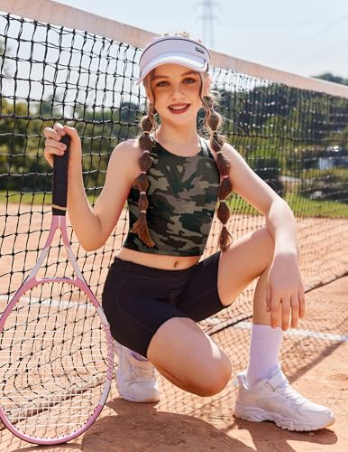 Zaclotre Girls Camouflage Double Lined Racerback Crop Tank Top - 7-8 Years
