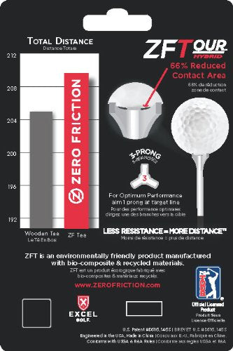 3-1/4-Inch White Zero Friction 3-Prong Golf Tees - 30 Pack