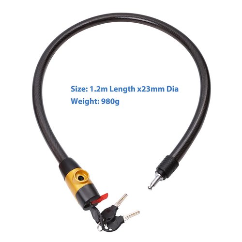FOBOZONE Bike Cable Lock with Keys, 4FT x 23 mm Bike Lock Cable, Durable Steel, Anti-Theft Outdoor Waterproof Locks for Bike, Ebike, Scooter, Motorcycle, Warehouse, Fence Shed, Gate