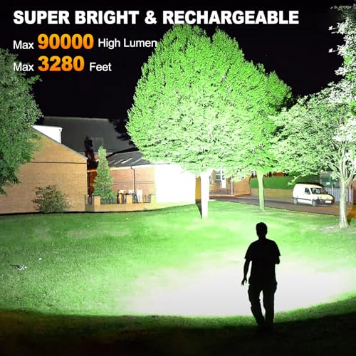 Rechargeable High Power LED Flashlight 90000 Lumens IPX7 Waterproof Camping Light
