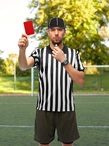 Referee Shirt Set for Football & Soccer - Black and White, Large