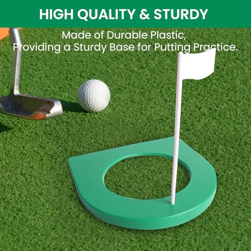Golf Putting Cup Training Kit - 2 Pcs Green Cup with Flag