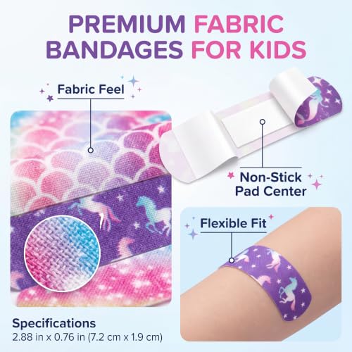 Funtery 8 Styles Kids Fabric Bandages Self Adhesive, 120 Pcs Wrap for