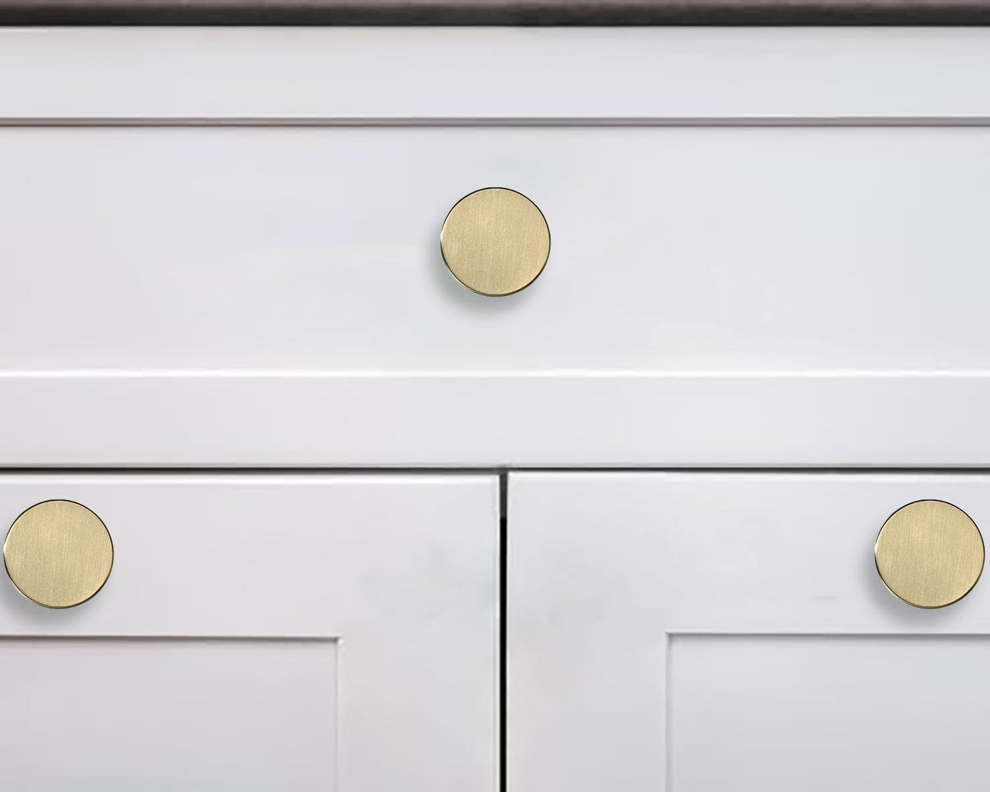 khtumeware 10 Pack Champagne Bronze Cabinet Knobs - 1-1/5 Inch Satin Brass Round Drawer Pulls for Kitchen Cabinet Hardware Dressers Knobs and Closets