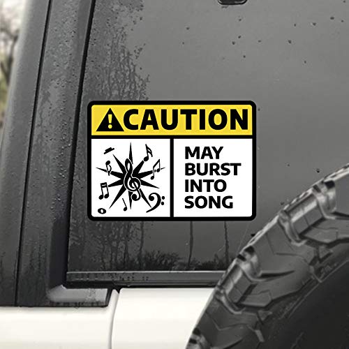Caution May Burst Into Song Musical Notes Vinyl Decal Sticker - 2-Pack