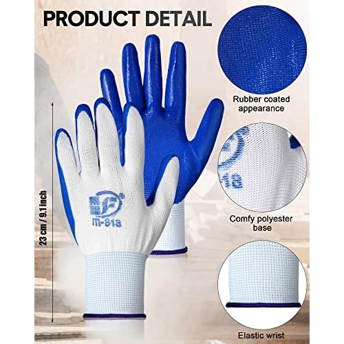 Nuogo 48 Pairs Gardening Gloves for Men Women Rubber Coated Safety Work Gloves Bulk for Gardening Construction Work